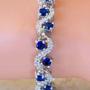 Blue & White Crystal Tennis Bracelet